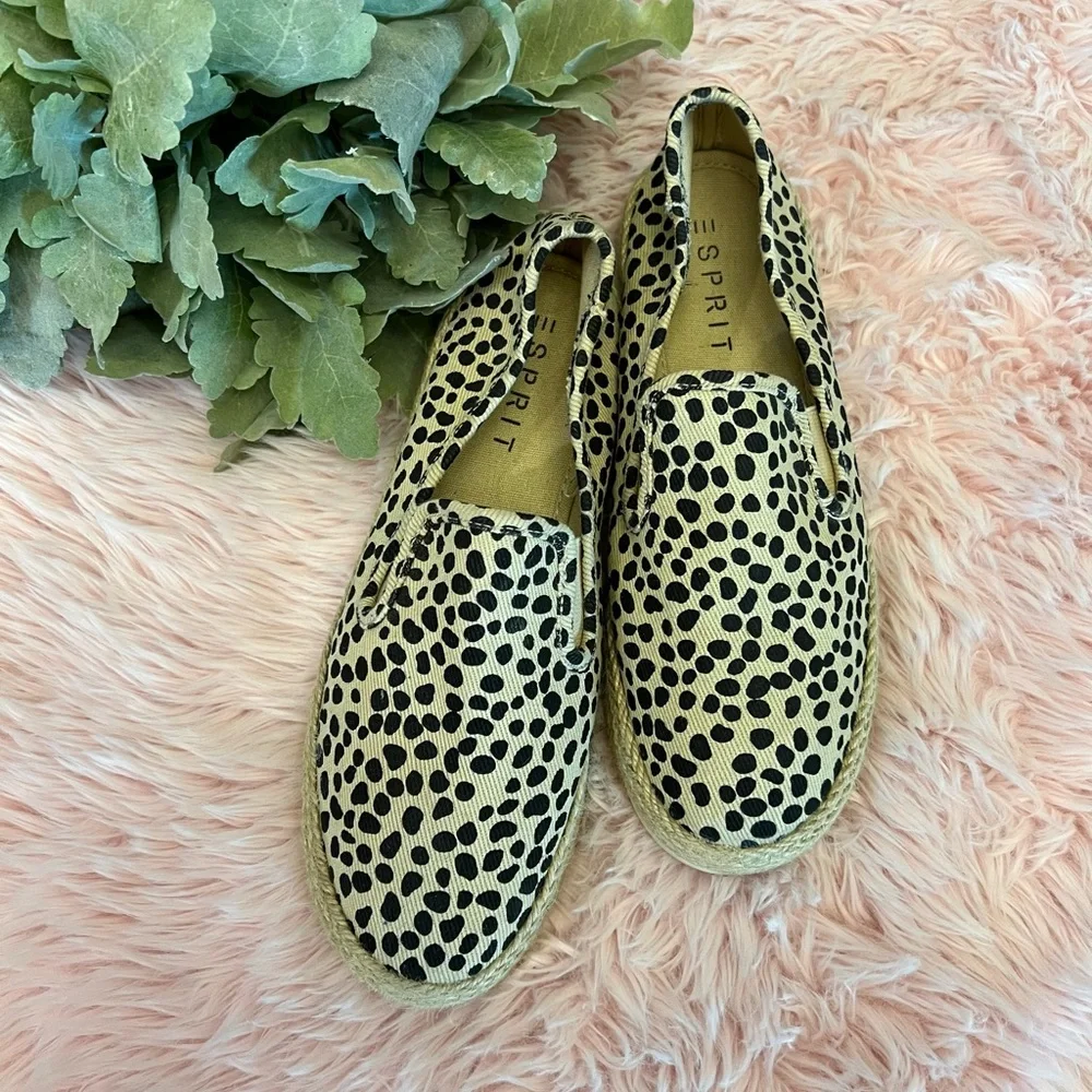 Espirit Nadine Cheetah Leopard Print Espadrille Flat Shoes Sz‎ 7.5